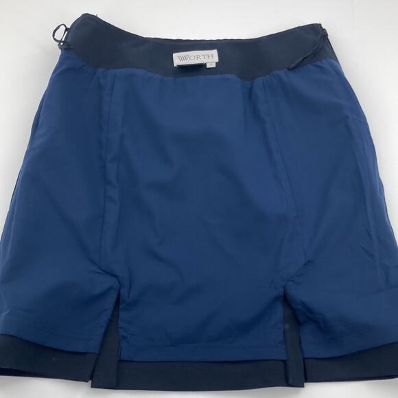 Worth Women's Navy Blue Gold Chain Cotton Pencil Skirt Size 4 - Picture 9 of 10